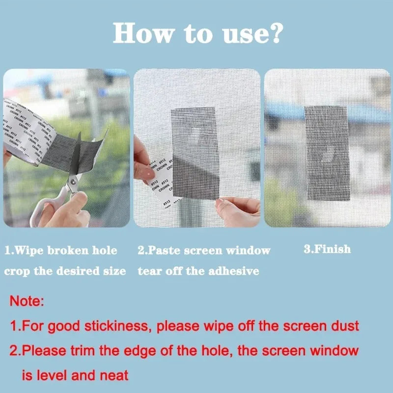 Anti-mosquito Mesh Window Net Screen Repair Tape Repair Broken Hole Window Waterproof Patch Net Self-adhesive Mesh Tape Tool