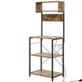 Baker's Rack For Kitchen With Outlet, 6-Tier Microwave Stand With Adjustable Shelves, 10 Hooks, Coffee Bar Storage