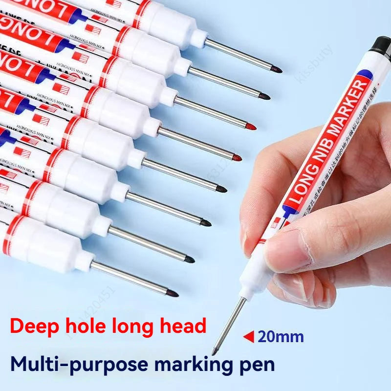4Pcs/Set 20mm Deep Hole Long Nib Head Markers For Metal Perforating Pen Waterproof Bathroom Woodworking Decoration Multi-Purpose