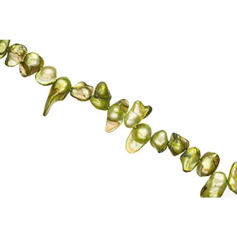 Quality Assurance Aloe Green Freshwater Cultured Pearls Natural Teardrop, D+ Graded, 13x4x8mm Approx.,15.5Inch Strings/52Pearls