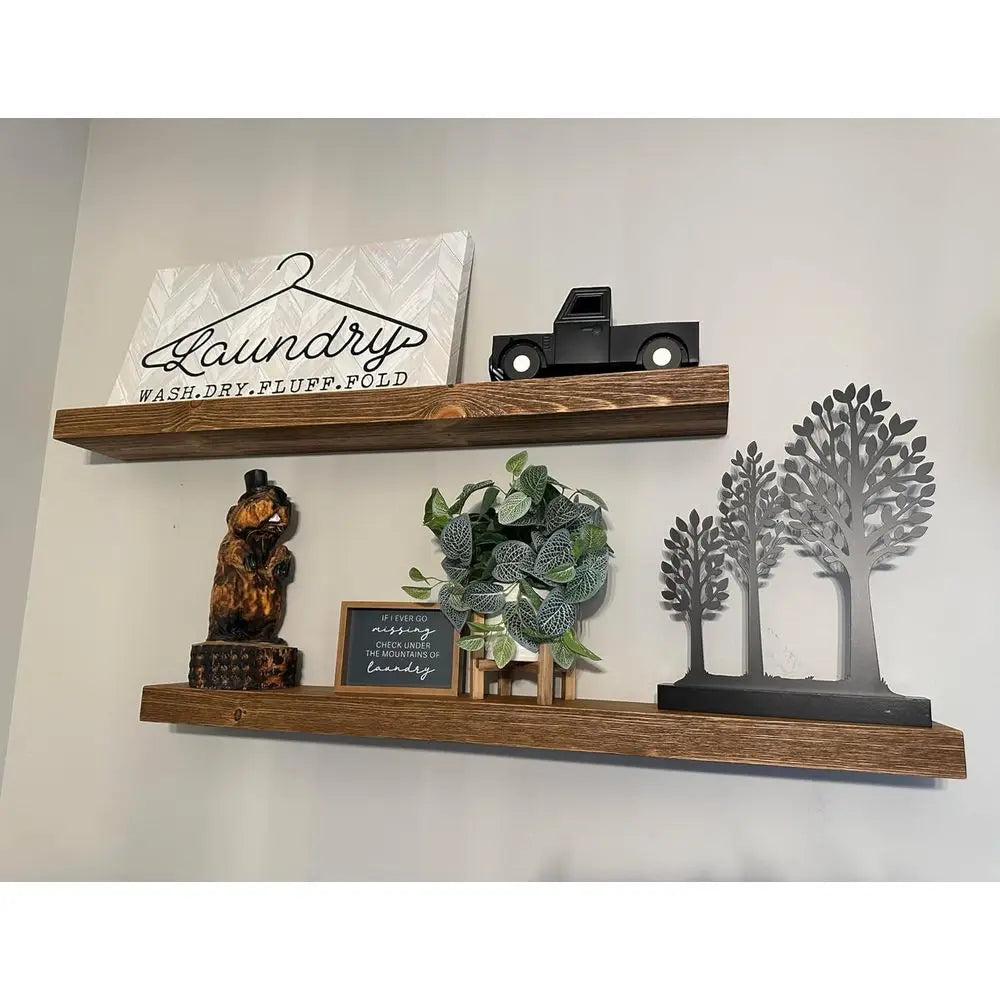 Inch Wooden loating Shelves or Wall - 30x6x2 in - Made o Natural Wood - Heavy Duty Rustic Wall Shelves - Perect or