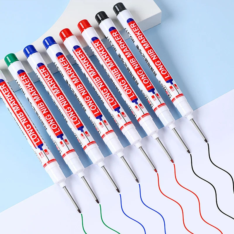 4Pcs/Set 20mm Deep Hole Long Nib Head Markers For Metal Perforating Pen Waterproof Bathroom Woodworking Decoration Multi-Purpose