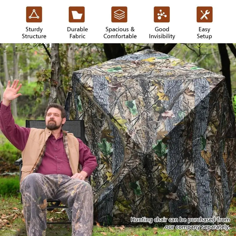 3 Person Portable Pop-Up Ground Hunting Blind with Tie-downs