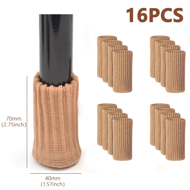 16Pcs Chair Legs Socks Knitted Furniture Feet Floor Protectors Anti-slip Pads Silent Thicken Table Chair Leg Socks Covers