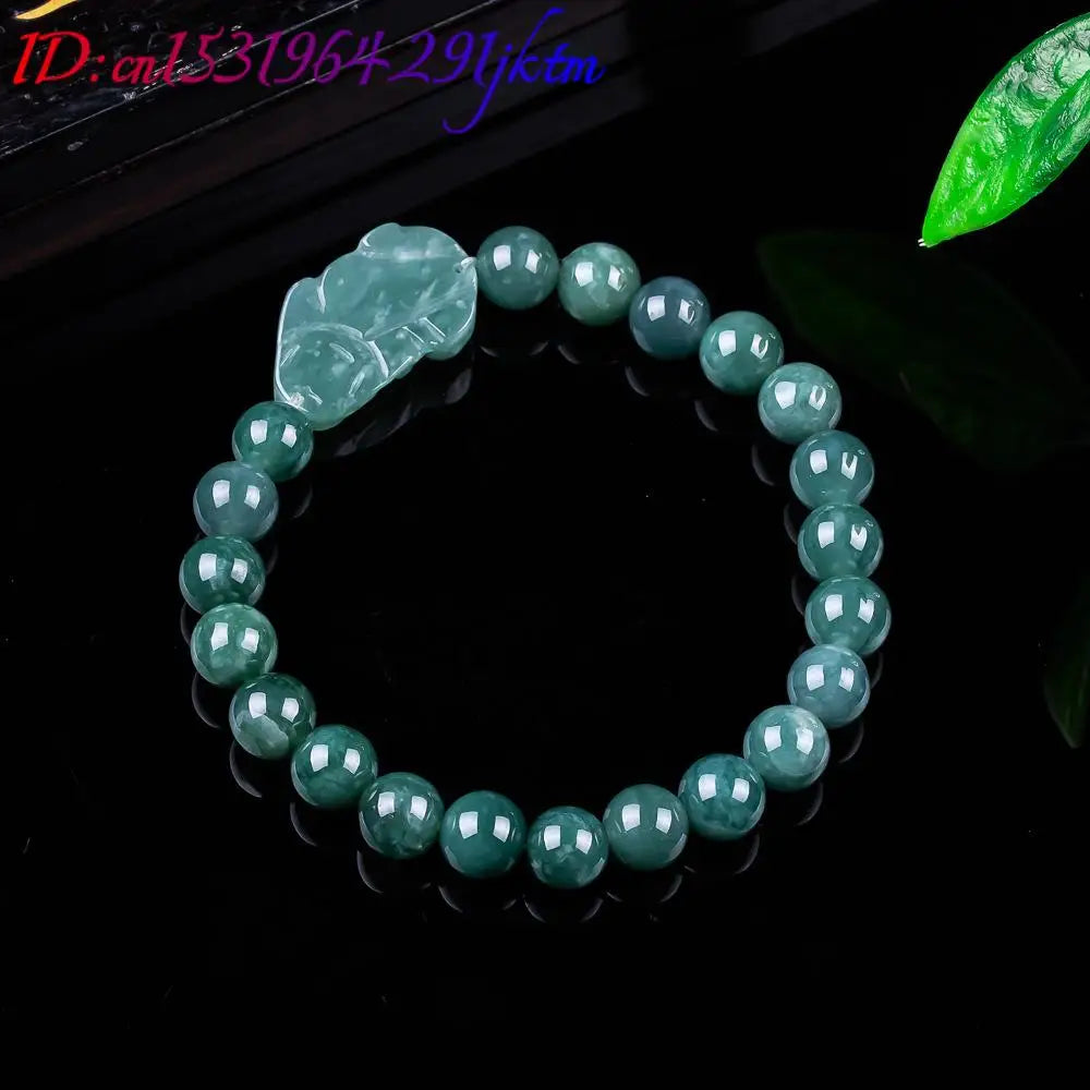 Natural Burmese Jadeite Pixiu Bracelet Vintage Talismans Charm Gifts for Women Jewelry Bangle Real Jade Accessories