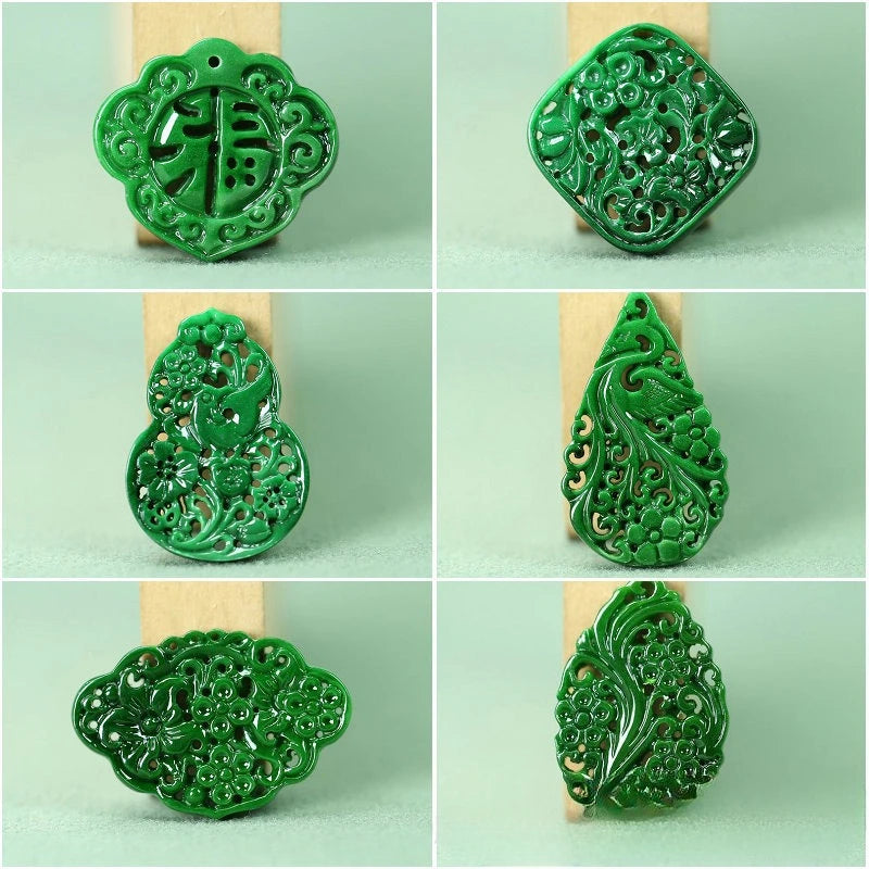 2pcs DIY Natural Dry Green Emerald Hollow Out Lucky Accessories Pendant Earrings Jewelry Luxury Best Selling Gifts for Women Men