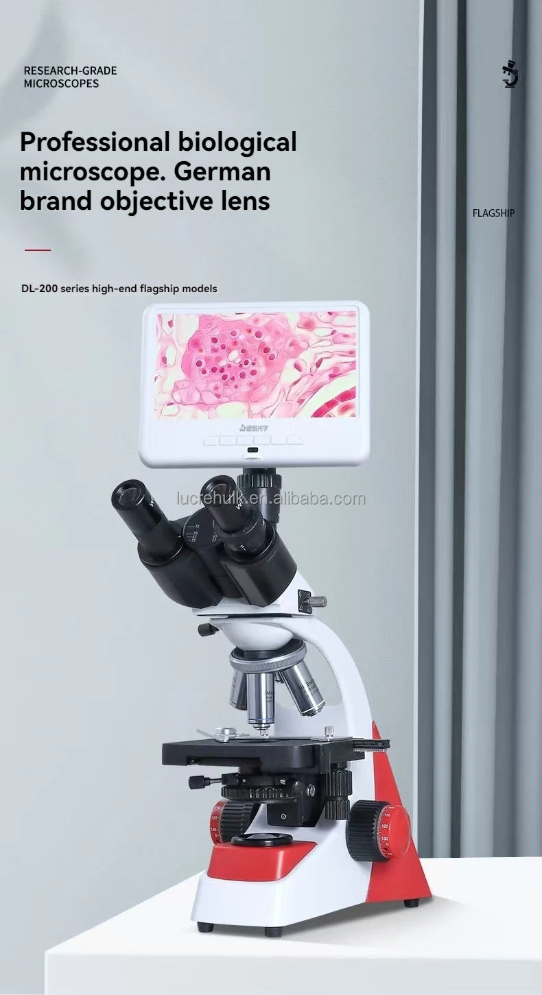 Professional Grade Binocular Microscope HD 195 Objective Medical Laboratory 10.5 Inch 4k Display Connected to Computer HDMI