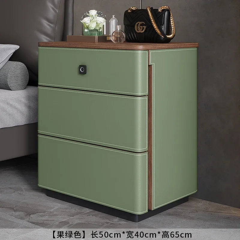 X5-14 saddle leather bedside table safe integrated household bedroom chest jewelry with fingerprint lock storage cabinet