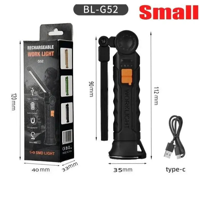 360° Rotating LED Work Light Sets 5 Modes USB Rechargeable Magnetic Base Hanging Hook Waterproof for Garage Auto Repair Camping