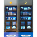 65" 5-Tier Bookshelf with Multi-Color Ambient Lights & APP Control, Tall Display Shelf with Doors, Rustic Brown for Living Room, Bedroom, Study