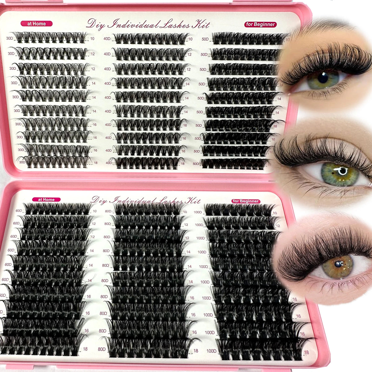 Spikes Lash Individuals Volume Eyelash Clusters D-Curly Lash Clusters Kit 10-20MM DIY Eyelash Extensions,6 Styles Lash Clusters