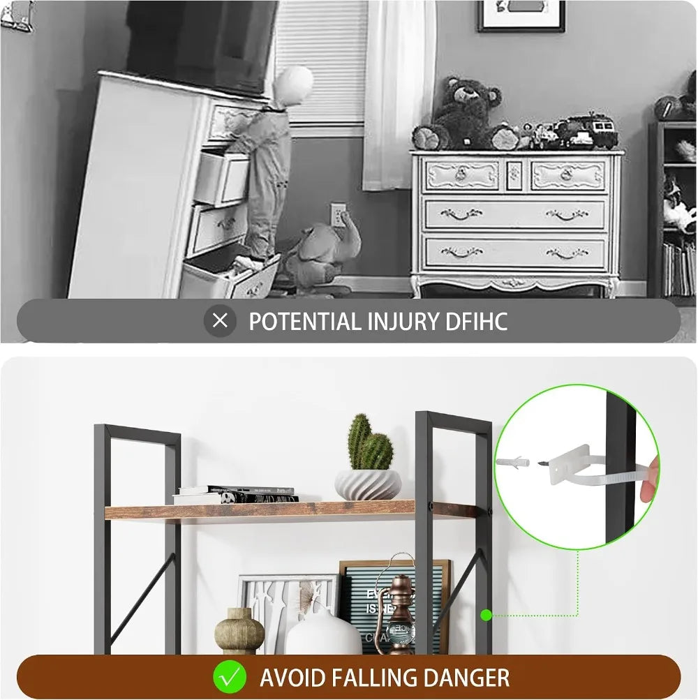 5-Tier Bookshelf, Tall Industrial Book Rack, Modern Book Holder for Living Room, Home Office, Storage Shelves