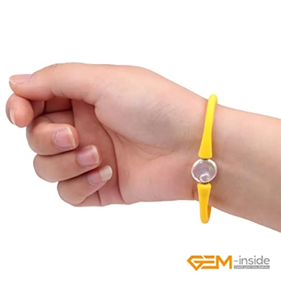 Quality Assurance GEM-Inside Big 13mm Real Coin Pearl Bridesmaid Yellow Stackable Silicone Rubber Stretch Freshwater Cultured P