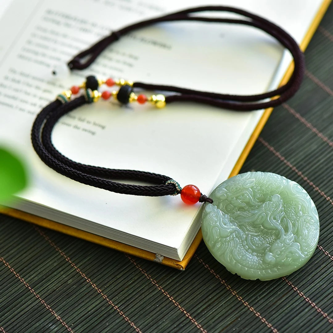 Genuine China Nephrite Stone Certified Jade Dragon Pendant Necklace Women Fine Jewelry Natural Hetian Jade Lucky Charms Amulets