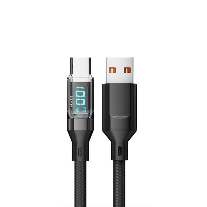 OOZCC LCD Watt Display Cable, Max 120W Super Fast Charging USB Type C Cable Data Transfer, USB A to Lightning for IPhone14 Pro