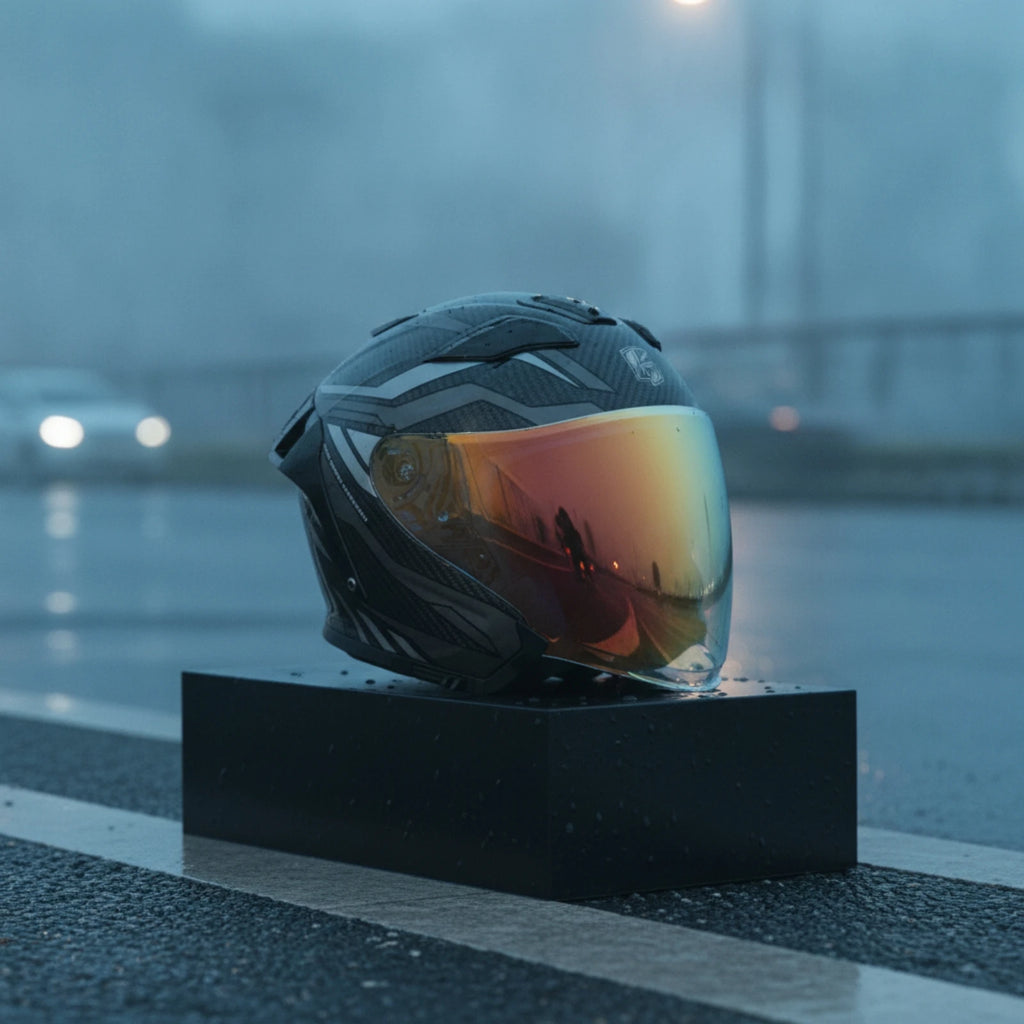 Helmet with Dual Visor Aerodynamic Carbon Fiber Helmet Ventilated Blocking for Motorcyclists, Motorcycle Riding