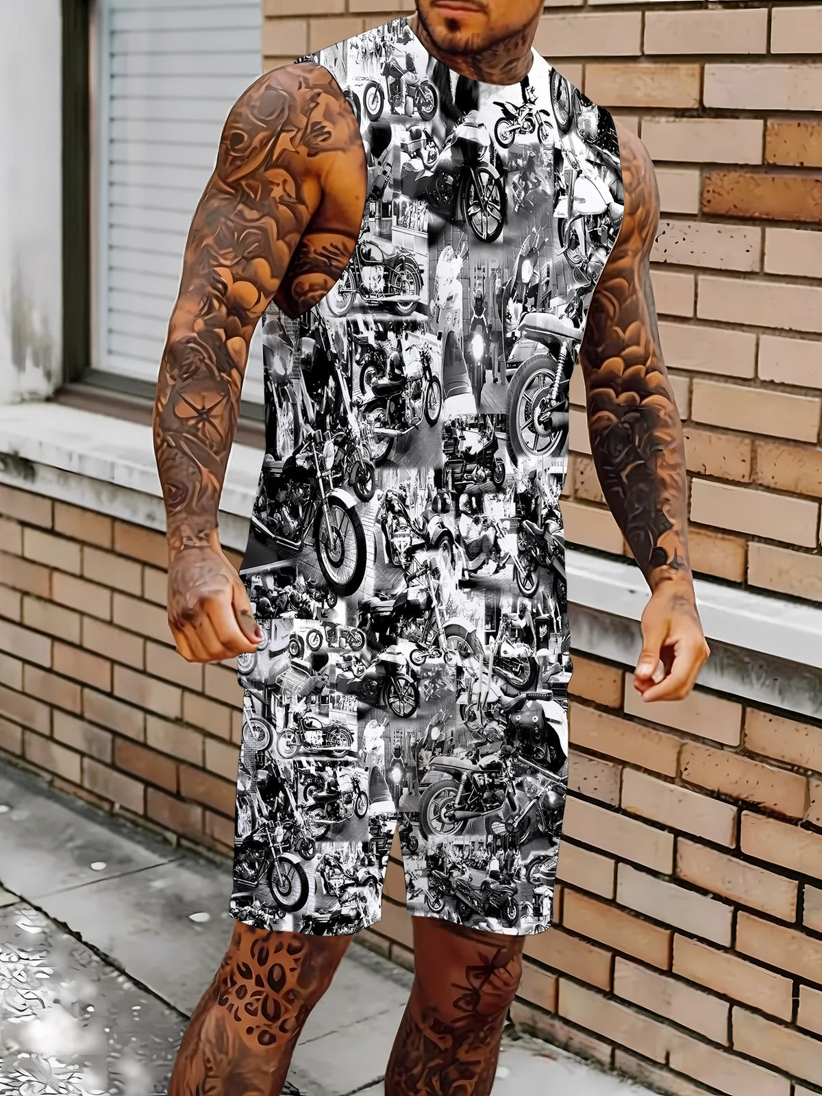 Men's Solid Color Tank Top and Shorts Set Comfortable Polyester Lounge Set Casual Streetwear True to Size