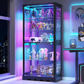 Display Cabinet with Glass Doors, 71'' Tall Curio Cabinet with RGB Lights for Collectibles, LED Display Case with, Customized