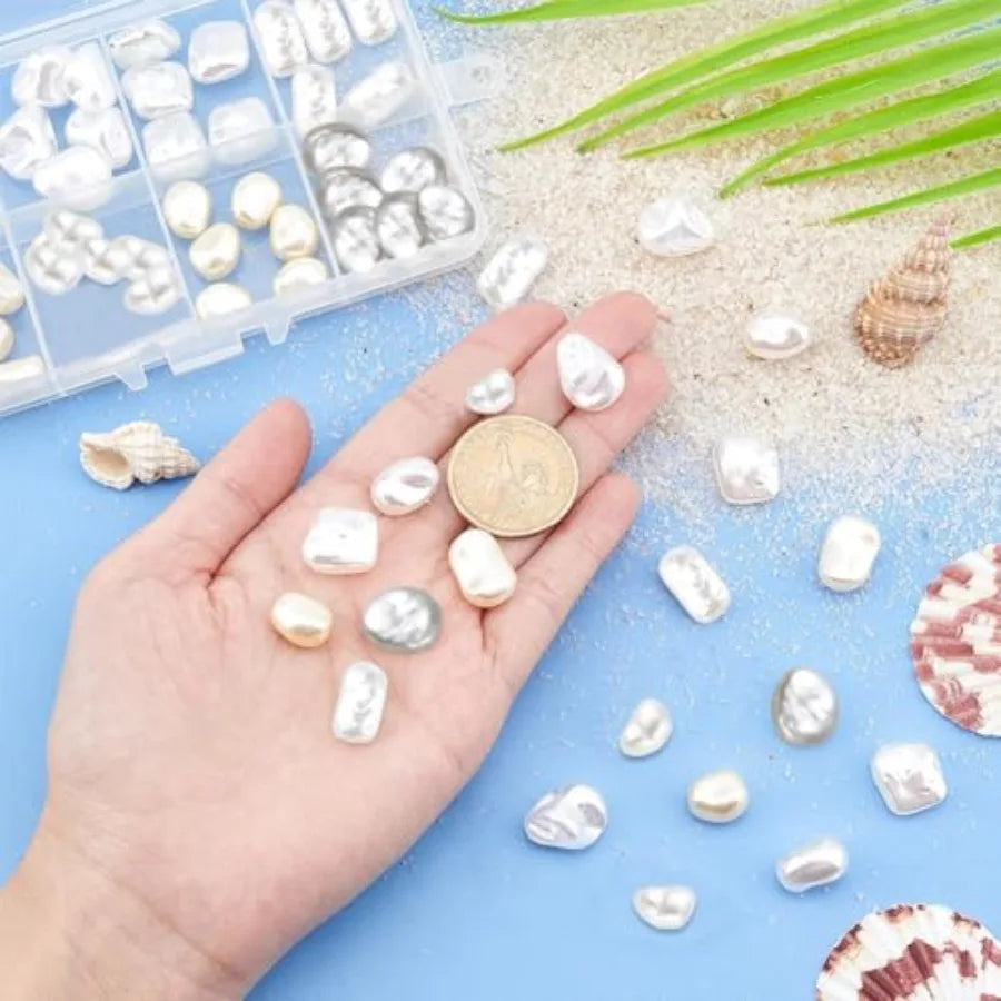 Quality Assurance 64pcs ABS Plastic Pearl Beads 8 Style Irregular Pearl Bead Natural Cultured Loose Beads for Wedding DIY Neckl