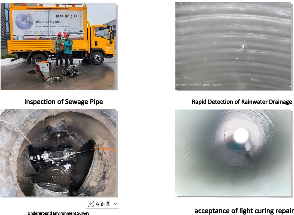 HD Mini 10x Optical Zoom IP68 Aluminum Alloy Lift Function Robot Sewer Inspection Camera System