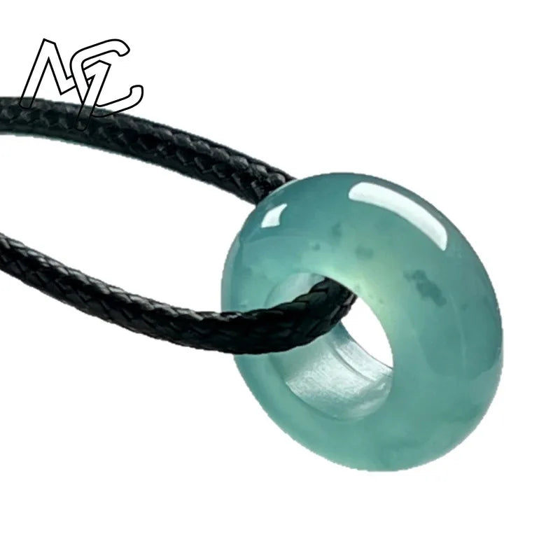 Natural Emerald Blue Water Lucky Bead Ring Pendant Myanmar Jadeite Necklace Jewelry Charm Designer Luxury Vintage Certificate