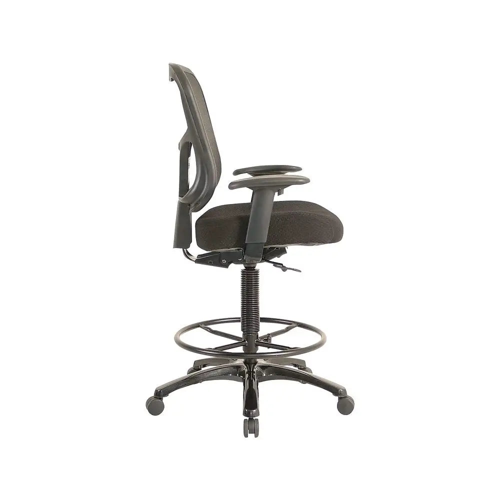 TP8200 Fabric Drafting Stool with Backrest and Footrest with Lumbar Support, Black